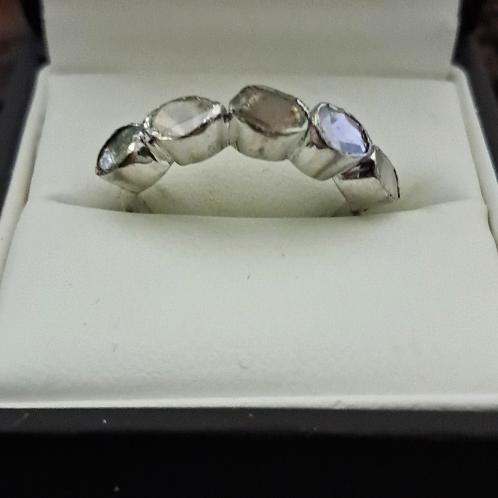 Natural Polki-Sliced Diamond Ring In 925 Sterling Silver. - Picture 2 of 11